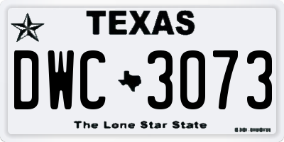 TX license plate DWC3073