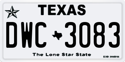 TX license plate DWC3083