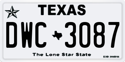 TX license plate DWC3087
