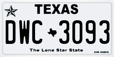 TX license plate DWC3093