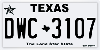 TX license plate DWC3107