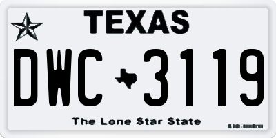 TX license plate DWC3119