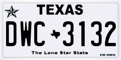 TX license plate DWC3132