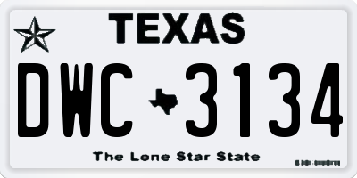 TX license plate DWC3134