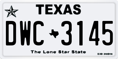 TX license plate DWC3145