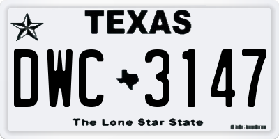 TX license plate DWC3147