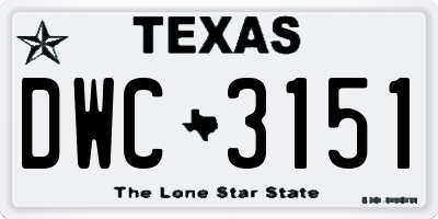 TX license plate DWC3151