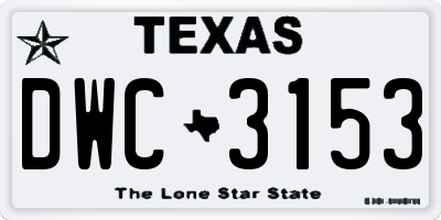 TX license plate DWC3153