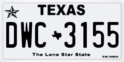 TX license plate DWC3155
