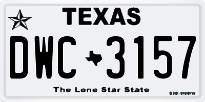 TX license plate DWC3157