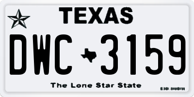 TX license plate DWC3159
