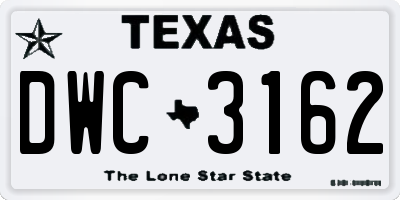 TX license plate DWC3162