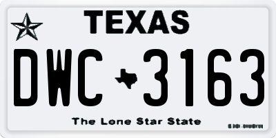 TX license plate DWC3163