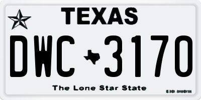 TX license plate DWC3170