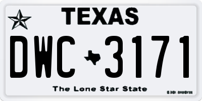 TX license plate DWC3171