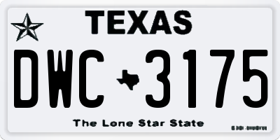 TX license plate DWC3175