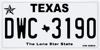 TX license plate DWC3190