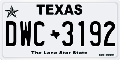TX license plate DWC3192
