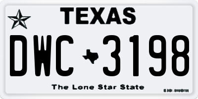 TX license plate DWC3198