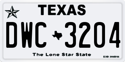 TX license plate DWC3204