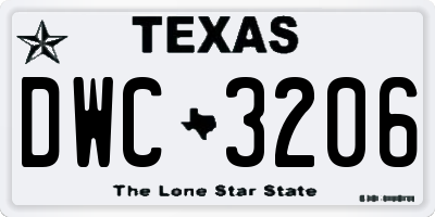 TX license plate DWC3206