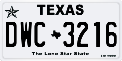TX license plate DWC3216