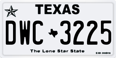 TX license plate DWC3225