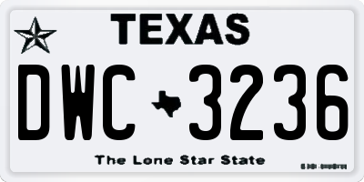 TX license plate DWC3236