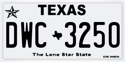 TX license plate DWC3250