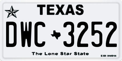 TX license plate DWC3252
