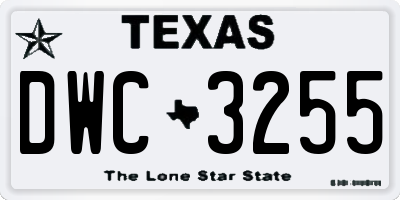TX license plate DWC3255
