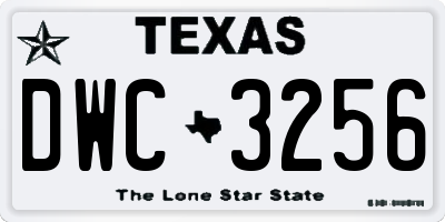 TX license plate DWC3256