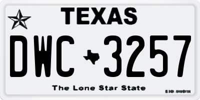 TX license plate DWC3257