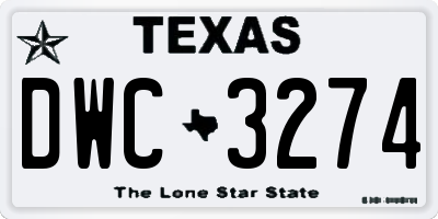 TX license plate DWC3274