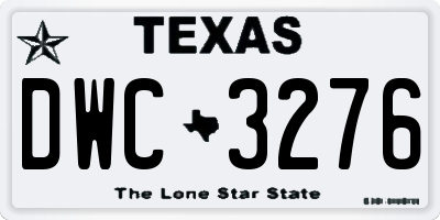 TX license plate DWC3276
