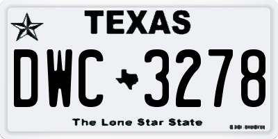 TX license plate DWC3278