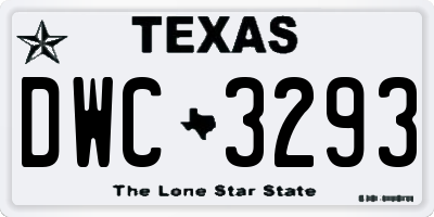 TX license plate DWC3293