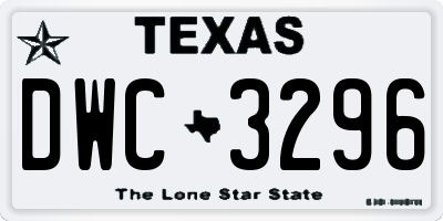 TX license plate DWC3296