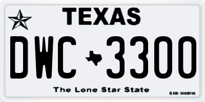 TX license plate DWC3300