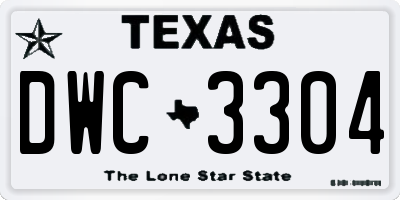 TX license plate DWC3304