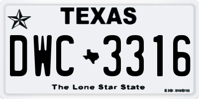 TX license plate DWC3316