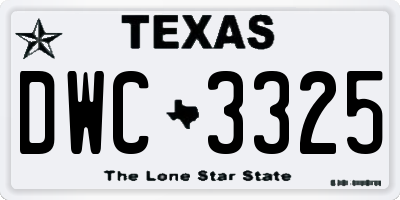 TX license plate DWC3325