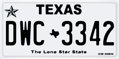 TX license plate DWC3342