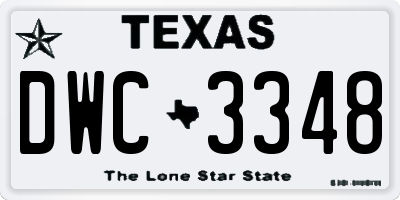 TX license plate DWC3348