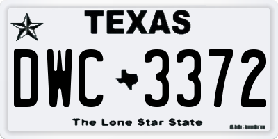 TX license plate DWC3372
