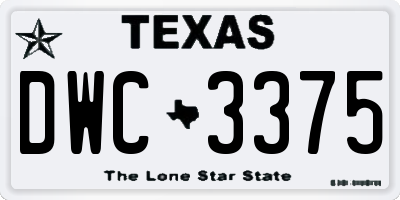 TX license plate DWC3375