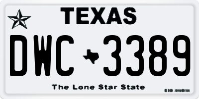 TX license plate DWC3389