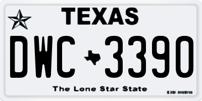 TX license plate DWC3390
