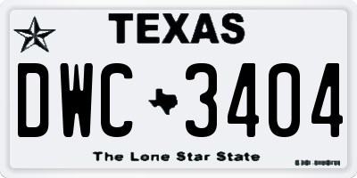 TX license plate DWC3404