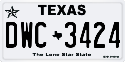 TX license plate DWC3424